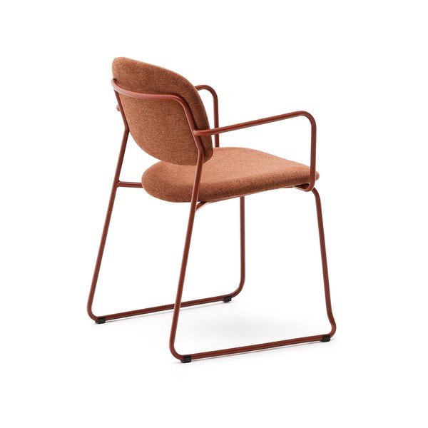 Kovinski jedilni stol z nasloni za roke v barvi terakote Meli – Kave Home-image-4