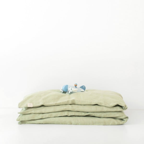 Zelena otroška lanena posteljnina Linen Tales Nature, 70 x 100 cm