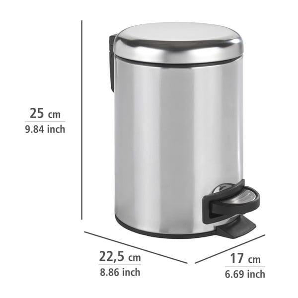 Srebrn koš za smeti s pedalom Wenko Leman Shiny, 3 l-image-3