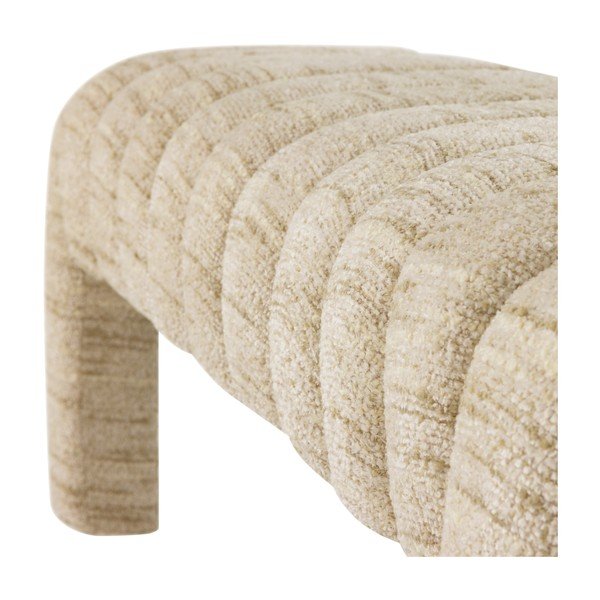 Bež oblazinjena klop iz tkanine bouclé Frex – WOOOD-image-4