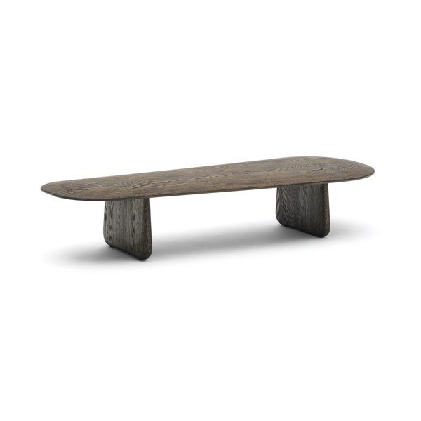Temno rjava klubska mizica iz masivnega hrasta 64x146 cm Pirita – Kave Home