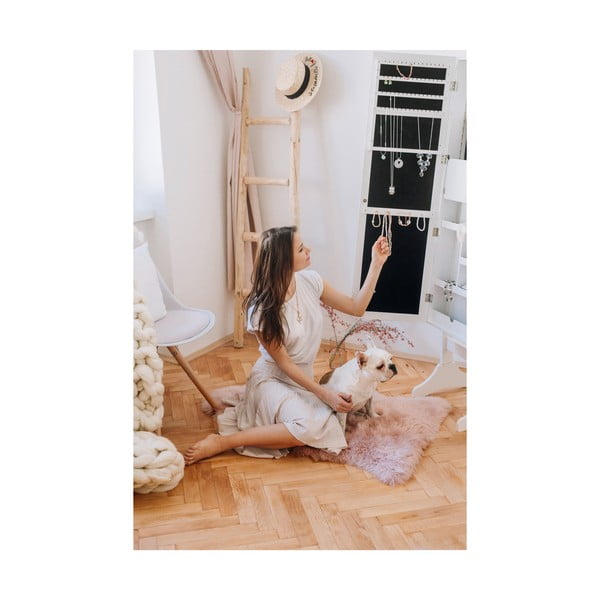 Bela stoječa škatla za nakit z ogledalom in LED osvetlitvijo Bonami Essentials Bien-image-1