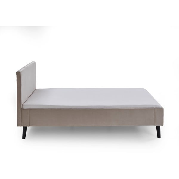 Bela/kremno bela oblazinjena zakonska postelja brez letvenega dna 140x200 cm Leira – Meise Möbel-image-3