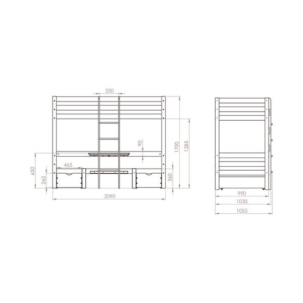 Pograd otroška postelja iz masivnega bora s prostorom za shranjevanje 90x200 cm Elen – Olivia Living-image-3