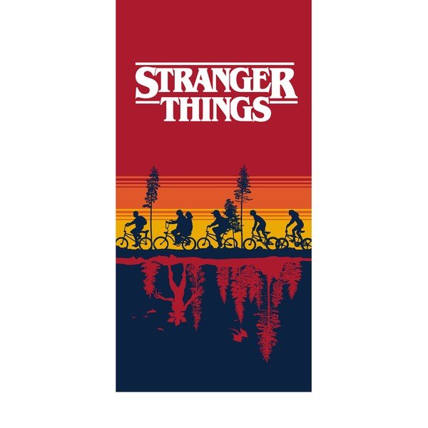 Rdeča bombažna otroška brisača 70x140 cm Stranger Things – Jerry Fabrics
