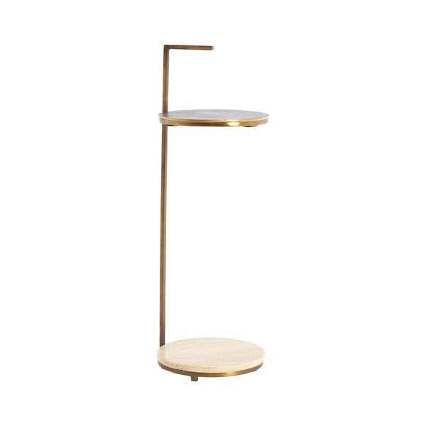 Okrogla stranska mizica s kamnito mizno ploščo ø 26 cm Leda – Light & Living-image-2