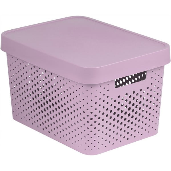 Rožnata plastična škatla za shranjevanje s pokrovom 27x36x22 cm Infinity – Curver