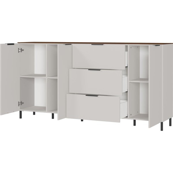 Sivo-bež nizka komoda v orehovem dekorju 192x98 cm California - Germania-image-2