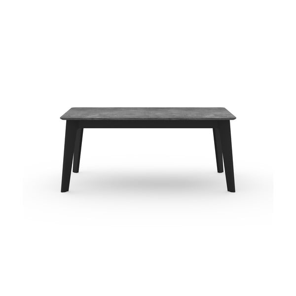Črna raztegljiva jedilna miza z mizno ploščo v betonskem dekorju 100x180 cm Shadow – TemaHome