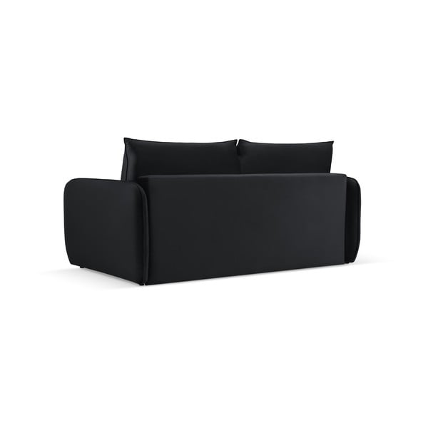 Črna žametna raztegljiva sedežna garnitura 194 cm Vienna – Cosmopolitan Design-image-3