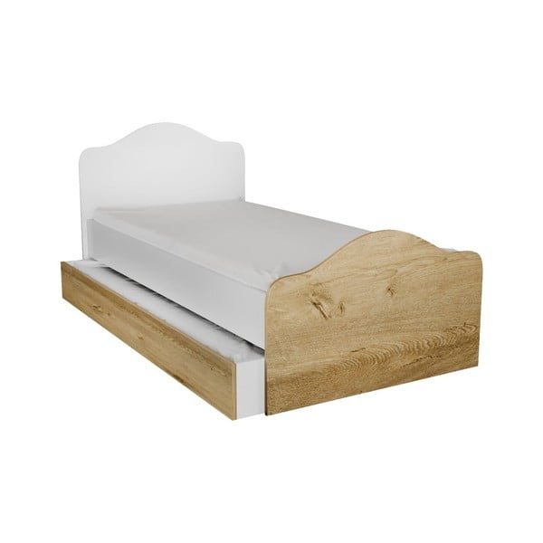 Bela/naravna postelja s prostorom za shranjevanje 90x190 cm Kanguru – Kalune Design