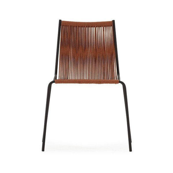 Kovinski jedilni stoli v kompletu z možnostjo nalaganja 2 ks v barvi terakote Emily – Marckeric-image-4