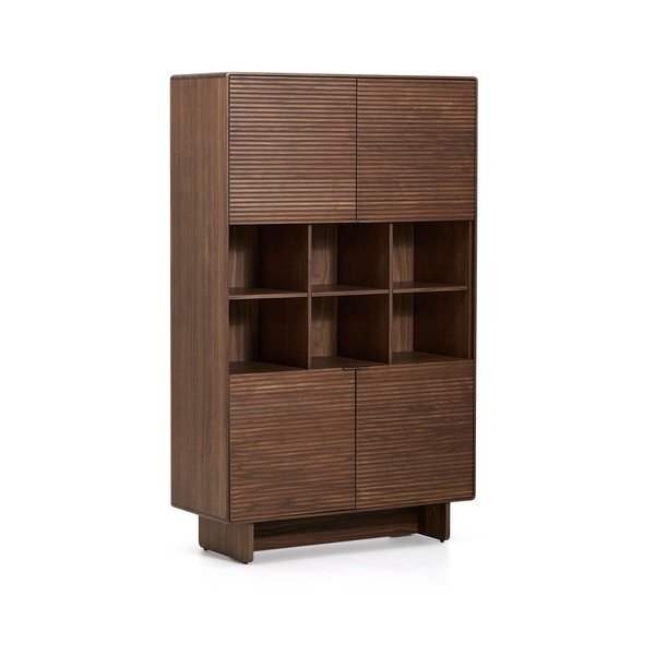 Temno rjava omarica v orehovem dekorju 100x163x40 cm Norlen – Kave Home-image-3