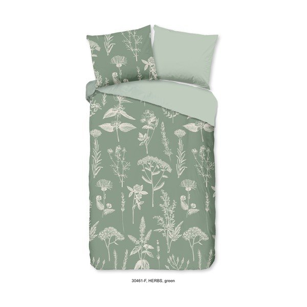 Žajbljevo zelena enojna/podaljšana flanelna posteljnina 140x220 cm Herbs – Good Morning