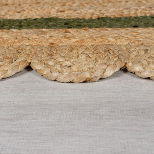 Temno zelena/naravna ročno tkana preproga iz jute 160x230 cm Grace Green – Flair Rugs-image-4