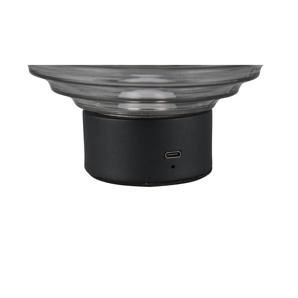 Črna/siva LED zatemnitvena namizna svetilka s steklenim senčnikom (višina 14,5 cm) Earl – Trio-image-3