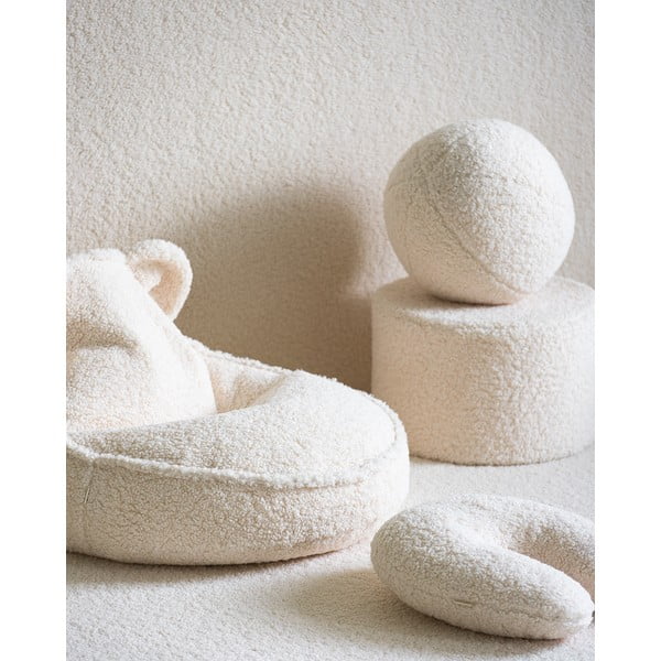 Kremno bel otroški tabure iz tkanine bouclé – Wigiwama-image-2