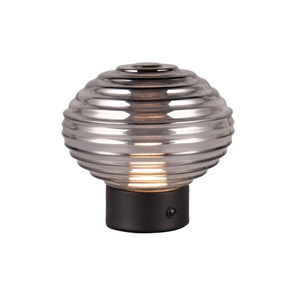 Črna/siva LED zatemnitvena namizna svetilka s steklenim senčnikom (višina 14,5 cm) Earl – Trio-image-2