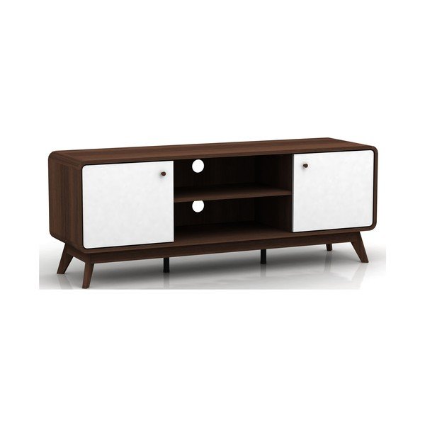 Belo-rjava TV omarica v orehovem dekorju 140x53 cm Caitlin – Støraa-image-2