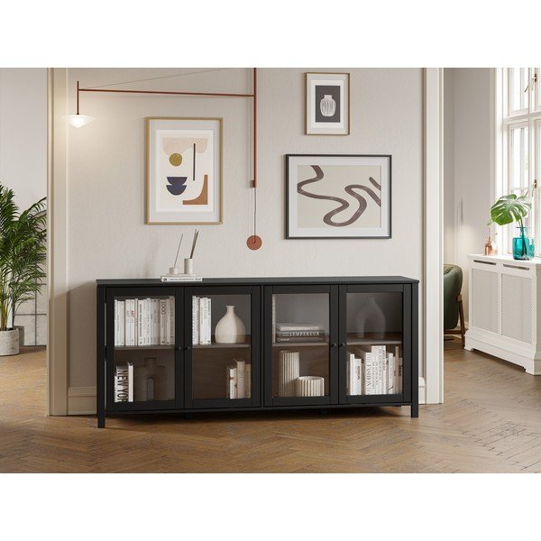 Črna vitrina iz masivnega bora 186x80x40 cm Alessandra – Marckeric-image-1