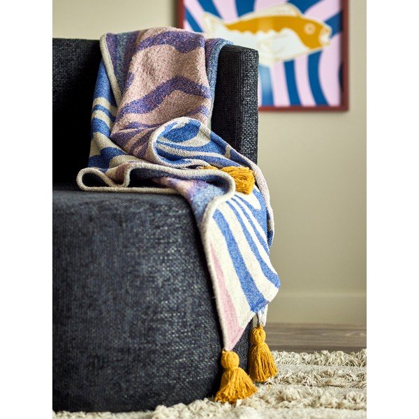 Modra odeja iz mešanice bombaža 130x160 cm Arlie – Bloomingville-image-1