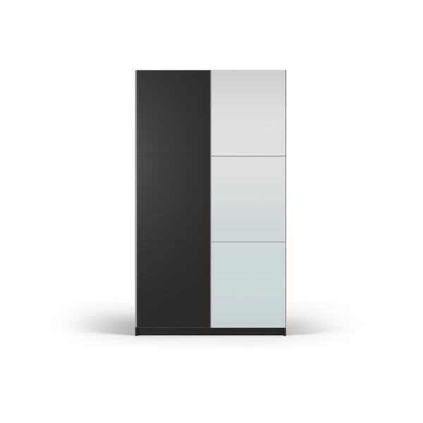 Črna omara z ogledalom in drsnimi vrati 122x215 cm Lisburn - Cosmopolitan Design