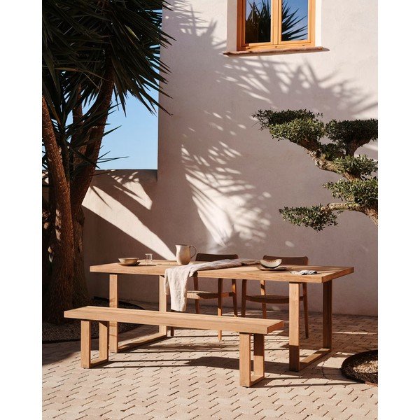 Lesena vrtna klop v naravni barvi Canadell - Kave Home-image-4