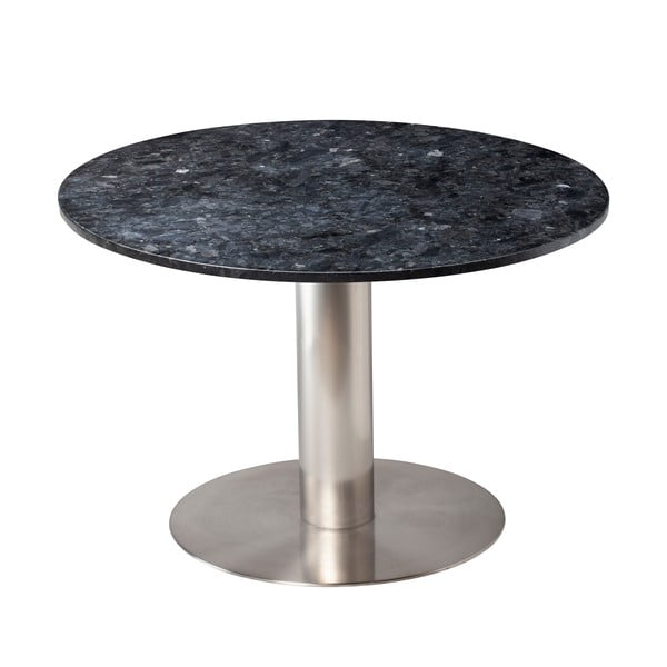 Jedilna miza iz črnega granita s srebrnim podstavkom RGE Pepo, ⌀ 105 cm