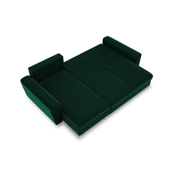 Zelena žametna raztegljiva kotna sedežna garnitura s prostorom za shranjevanje Kyoto – Cosmopolitan Design-image-1