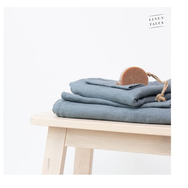 Modra lanena brisača 30x30 cm - Linen Tales-image-3