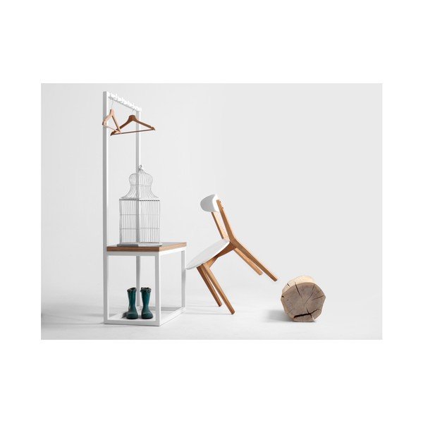 Bel obešalnik za plašče s klopjo CustomForm Next, širina 75 cm-image-1