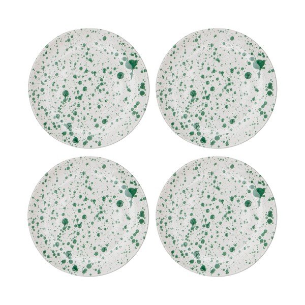 Beli/zeleni desertni lončeni krožniki v kompletu 4 ks ø 18 cm Carnival – Ladelle-image-2