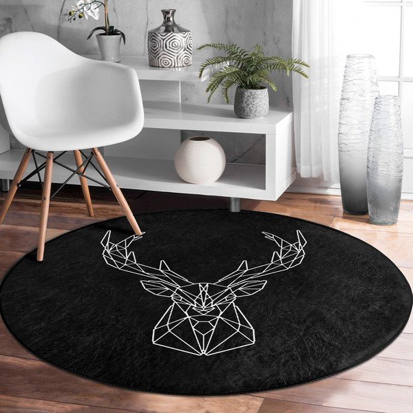 Črna pralna okrogla preproga primerna za robotski sesalnik ø 100 cm Comfort – Mila Home-image-3