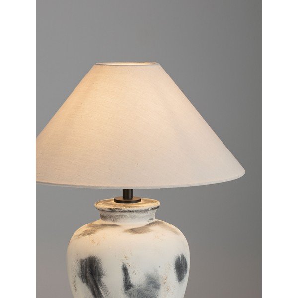 Bela/siva keramična namizna svetilka s tekstilnim senčilom (višina 55 cm) Lupe – Nova Luce-image-1