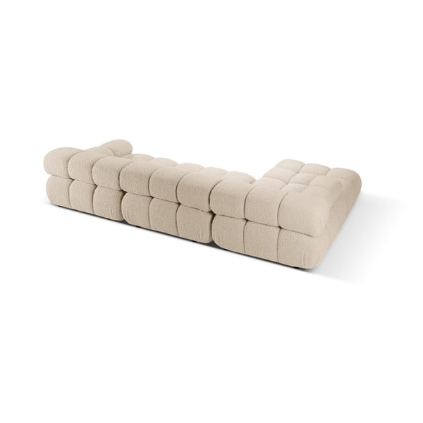 Bež kotna sedežna garnitura iz tkanine bouclé (levi kot) Bellis – Micadoni Home-image-4