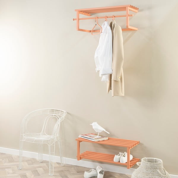 Rožnato-oranžna kovinska stenska omarica za čevlje 71x26x34 cm Marco – Spinder Design-image-2