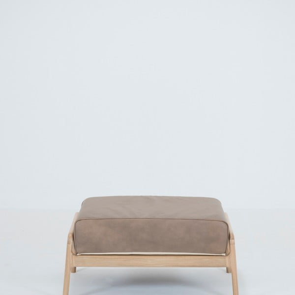 Svetlo rjav usnjen kavč z masivno hrastovo konstrukcijo Gazzda Fawn-image-2