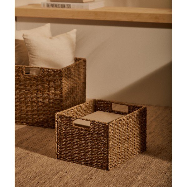 Košare v kompletu 2 ks za police iz morske trave 32x27x22 cm Tossa – Kave Home-image-2