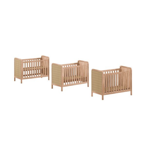 Otroška posteljica z nastavljivo višino 60x120 cm v naravni barvi Woods – Vipack-image-2