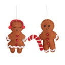 Tekstilni ročno izdelani okraski za jelko v kompletu 2 ks 6,5 cm Gingerbread Couple – Sass & Belle