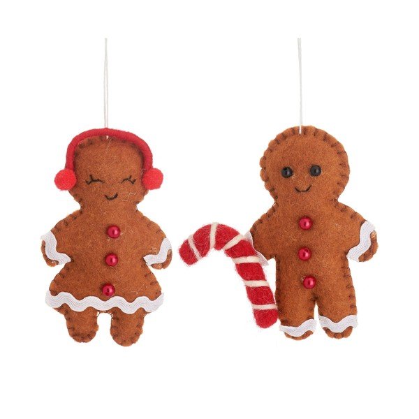 Tekstilni ročno izdelani okraski za jelko v kompletu 2 ks 6,5 cm Gingerbread Couple – Sass & Belle