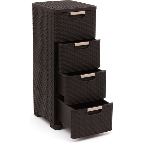 Temno rjava plastična visoka kopalniška omarica 33x79 cm Rattan – Curver-image-3