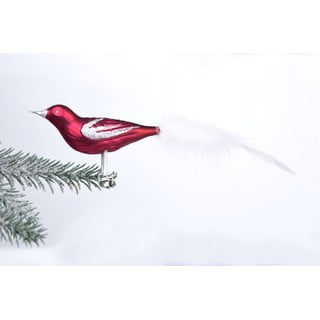 Komplet 3 božičnih okraskov iz rdečega stekla v obliki ptička Ego Dekor