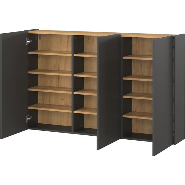 Antracitno siva stenska omarica v hrastovem dekorju 138x87x25 cm Libbiano – Germania-image-3