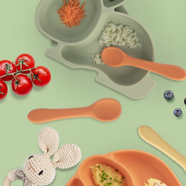 Oranžna silikonska otroška žlička – Orion-image-1