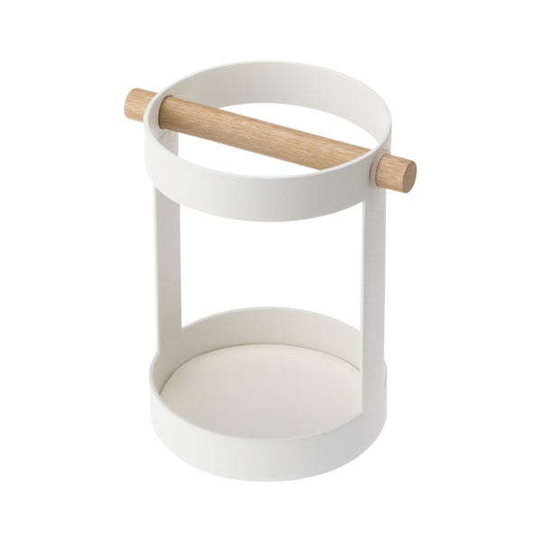 Belo stojalo za kuhinjsko orodje z detajli iz bukovega lesa YAMAZAKI Tosca