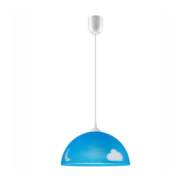 Modra otroška svetilka s steklenim senčnikom ø 30 cm Day & Night – LAMKUR