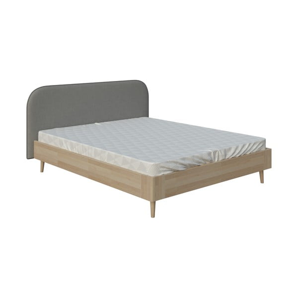 Siva zakonska postelja ProSpánek Lagom Plain Wood, 160 x 200 cm