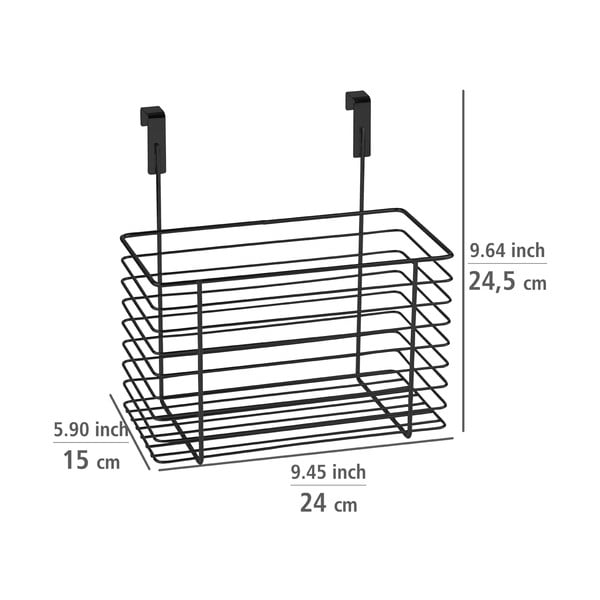 Črna viseča kovinska košara za kuhinjska vrata Wenko Slim, višina 25 cm-image-4