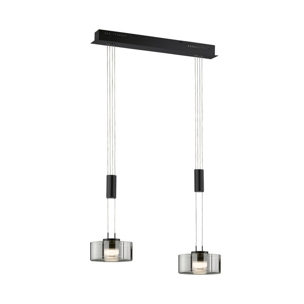 Črna LED zatemnitvena viseča svetilka s steklenim senčilom Lavin – Fischer & Honsel